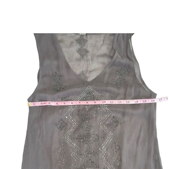 Chan Luu Sheer Beaded Gray Mini Dress XS Fairycore Y2K Whimsy Goth - Picture 8 of 11